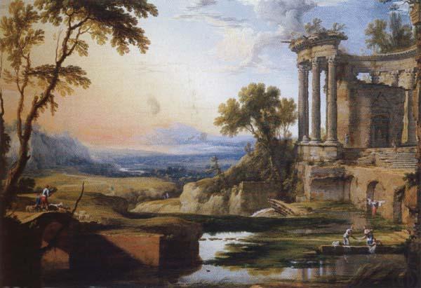 Pierre Patel Landscape with a Colonnade,Washerwomen and Shepherds china oil painting image